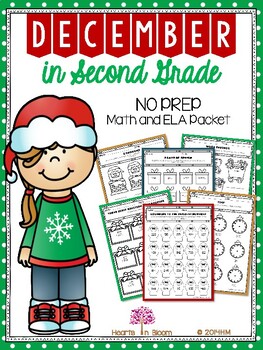 Preview of December in Second Grade (NO PREP Math and ELA Packet)