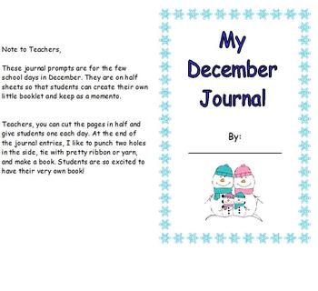 Preview of December/Christmas/Winter Journal Writing Prompt Booklet