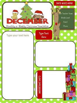 December/winter Newsletter by O Happy Day Teaching Resources TpT