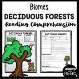 Deciduous Forest Biomes Informational Text Reading Compreh