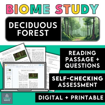 Preview of Deciduous Forest | Reading Passage + Question Set | Earth's Land Biomes |Science