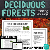 Deciduous Forests Biome Reading Comprehension Passage PRIN