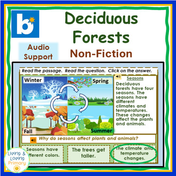 Preview of Deciduous Forests and Seasons Non-Fiction (Boom Cards with Audio)