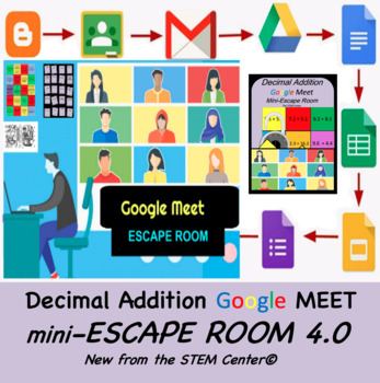 Preview of Decimal Addition Google Meet Escape Room - Distance Learning Friendly