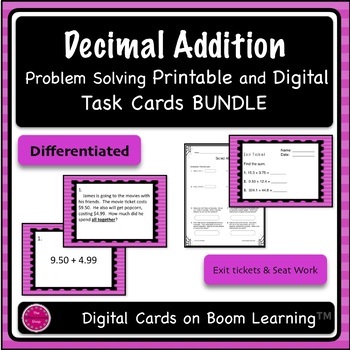 Preview of Decimal Addition Printable and Digital Task Cards BUNDLE {Differentiated}