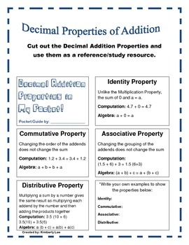 Preview of Decimal Addition Properties