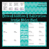 Decimal Addition & Subtraction Notes Page