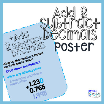 Preview of Decimal Addition/Subtraction Poster