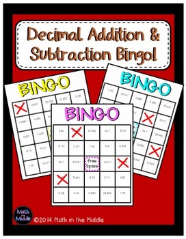 Preview of Decimal Addition and Subtraction Math Bingo - Math Review Game