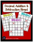 Decimal Addition and Subtraction Math Bingo - Math Review Game
