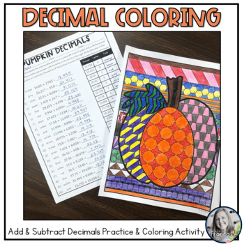 Preview of Decimal Addition and Subtraction Coloring Review for Fall 