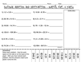 Decimal Addition and Subtraction: Match, Cut, and Paste Activity