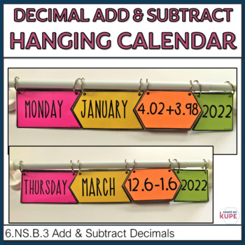 Preview of Decimal Addition and Subtraction Math Hanging Classroom Calendar