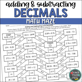 Preview of Decimal Addition and Subtraction Maze