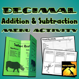 Decimal Addition and Subtraction : Menu Prices Activity