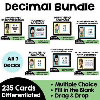 Preview of Decimal Boom Card Bundle - Self Correcting Digital Task Cards
