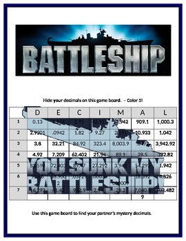 Preview of Decimal Battleship Math Center