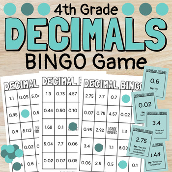 Preview of Decimal Bingo Math Game to Practice Identifying Tenths and Hundredths