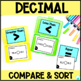 Decimal Compare and Sort Task Cards