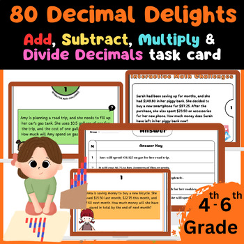 Preview of 80 Decimal Delights: Add, Subtract, Multiply and Divide Decimals task card