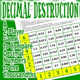 Decimal Destruction Game - Comparing Decimal Numbers to the Thousandths