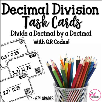 Preview of Decimal Division Task Cards - Divide Decimal by Decimal - CCSS and TEKS Aligned