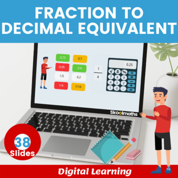 Preview of Decimal Equivalent of Fractions Interactive Digital Math Lesson for 3rd Grade