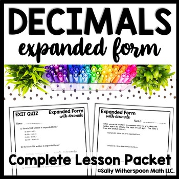 Preview of Expanded Form Worksheets Decimal Place Value Worksheets Place Value with Decimal