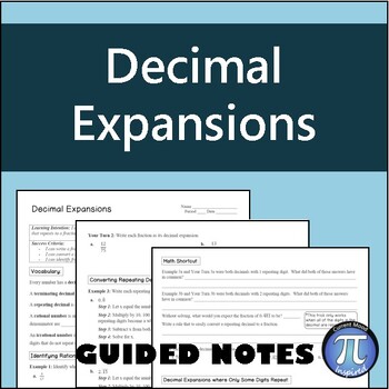Preview of Decimal Expansions Guided Notes│8th Grade Math