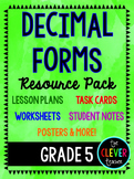 Decimal Forms - Lesson Plans, Task Cards, and Quiz