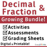 4th Grade Decimal & Fraction Growing Bundle - Printable & 