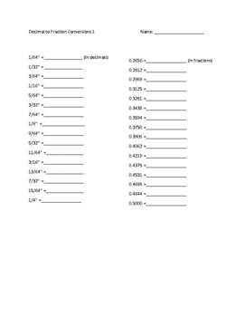 Preview of Decimal-Fraction Conversion Practice Worksheets