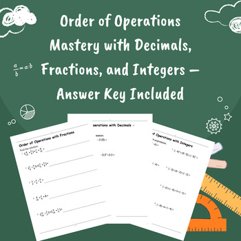 Preview of Decimal, Fraction, Integer Precision: PEMDAS Worksheets with Answer Key