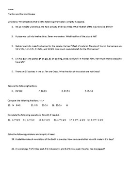 Preview of Decimal/Fraction Mixed Review