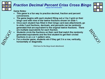 Preview of Decimal Fraction Percent Bingo for the SMARTboard