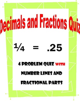 Preview of Decimal, Fraction and Number Line Quiz