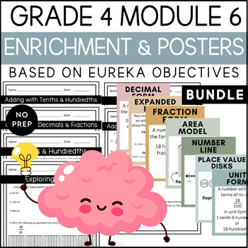 Preview of Decimal Fractions Math Enrichment & Posters- Eureka 4th Grade Module 6 Bundle