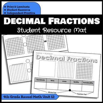 Preview of Decimal Fractions | Student Resource Mat | 4th Grade Reveal Math Unit 12