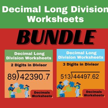 Preview of Decimal Long Division Worksheets Bundle - Decimals Worksheets - 2 - 3 Digits