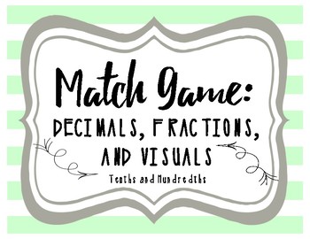 Preview of Decimal Matching Game: Matching Equivalent Fractions, Decimals, and Visuals