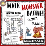 Decimal Math Board Game: Monster Battle! Decimal Addition 