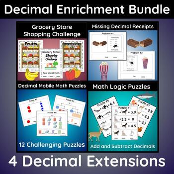 Preview of Decimal Math Enrichment Bundle for Gifted and Talented and Early Finishers