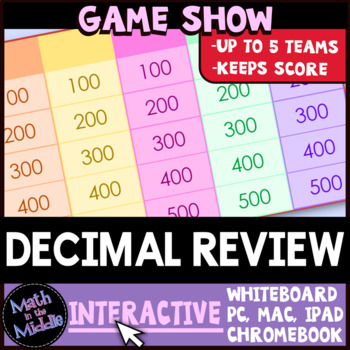 Preview of Decimal Math Game Show - Interactive Digital Math Review Game