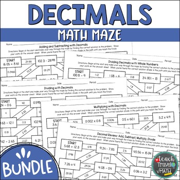 Preview of Decimal Operations Maze Bundle
