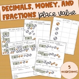 4th Grade Decimal Money Place Value Activities and Worksheets