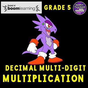 Preview of Decimal Multi-Digit Multiplication Digital Boom Cards task cards grade 5