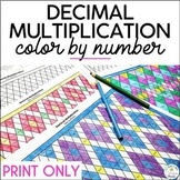 Decimal Multiplication Color by Number Multiplying Decimal