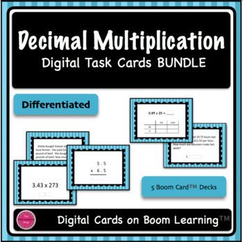 Preview of Decimal Multiplication Digital Boom Card 5 Deck Differentiation Bundle