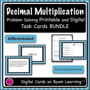 Preview of Decimal Multiplication Printable and Digital Task Cards BUNDLE {Differentiated}