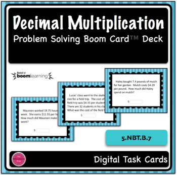 Preview of Decimal Multiplication Word Problem Boom Card Deck